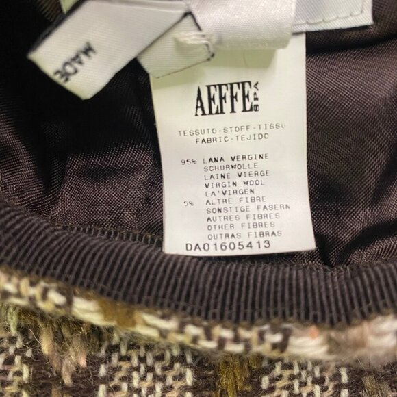 MOSCHINO Vintage 90s Brown Pink Tweed Trumpet Skirt Ruffle Hem Size 6 - Picture 4 of 8